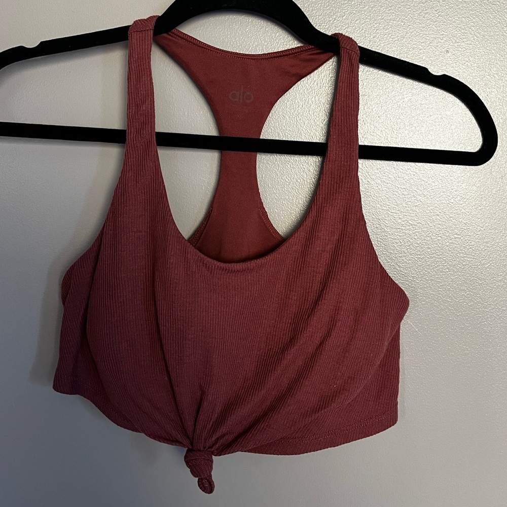 ALO ribbed tie front tank/sport bra